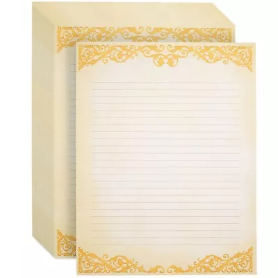 48-Pack Vintage-Style Stationery Paper Classic Gold Border Old Fashioned 8.5x11  • $10.99