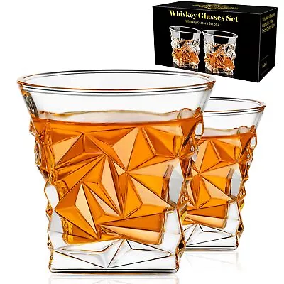 PARACITY Whiskey Glasses Set Of 2 10 OZ Old Fashioned Cocktail Glass Whiske... • $12.69