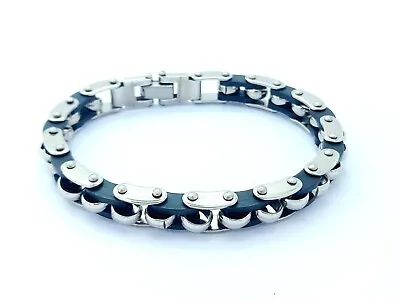 £6.99 • Buy Biker Chain Bracelet  Stainless Steel Silver/black Men's Jewellery Bracelet Bc6