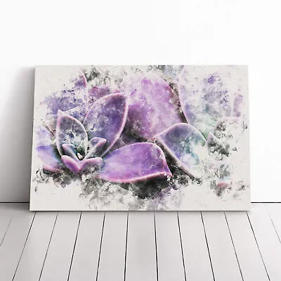 Lilac & Green Succulent Plant Canvas Wall Art Print Framed Picture Home Decor • £24.95