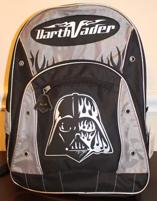 Star Wars Darth Vader Helmet In Flames Outline Under Name Black & Grey Backpack • £28.43
