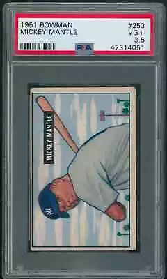 1951 Bowman Mickey Mantle Rookie RC #253 PSA 3.5 HOF • $14000