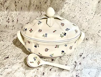 Villeroy & Boch Petite Fleur Oval Covered Soup Vegetable Bowl Tureen 10  & Ladle • $99.99