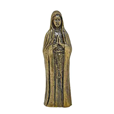Vintage Our Lady Of Fatima Statue Virgin Mary Catholic Bless Brass Figurine • $29.50