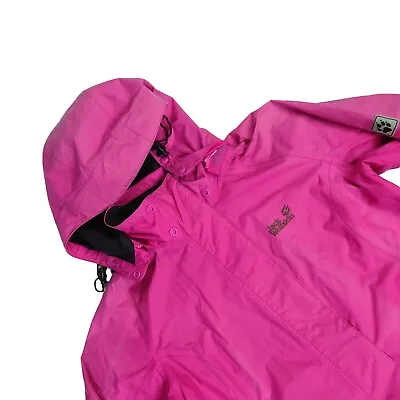 Jack Wolfskin Texapore Jacket Women's Large Hot Pink Waterproof Hooded Rain Coat • £15.99