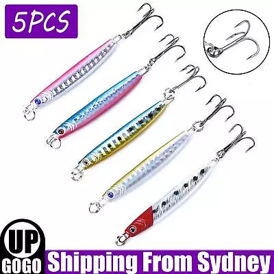 $8.99 • Buy 5Pcs Fishing Lure Metal Slice Spoon Spinner Slugs Tackle Mackerel Tailor Lures A