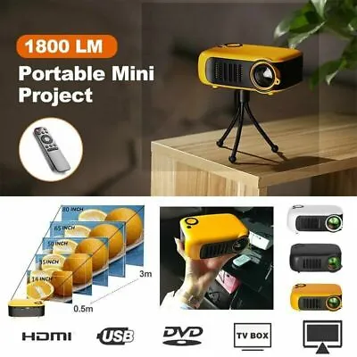 $80.74 • Buy 1800 LM Mini Portable Pocket Projector 1080P Movie Projectors Home Theater