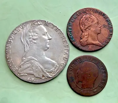 COIN LOT Austria Maria Theresia 1780 Silver Thaler 1 Dollar 3 Kreuzer Franz 1800 • $139.99