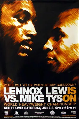 Mike Tyson Vs Lennox Lewis 2002 HBO PPV Boxing Original Poster Budweiser NEW • $9.99