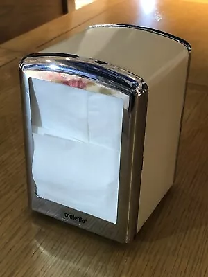 Retro Diner Style Table Top Restaurant Cream And Chrome Napkin Holder Dispenser. • £7.50