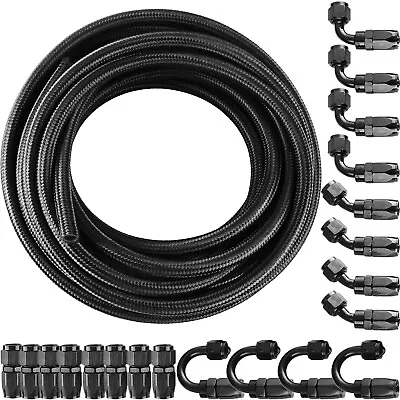 AN6 6AN Nylon Stainless Steel Braided Fuel Hose Fuel Adapter Kit Oil Line 33FT • $63.99