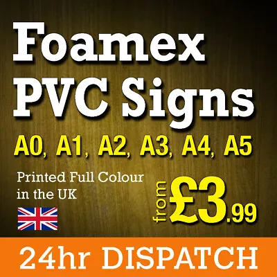 Foamex Foam Board Signs Rigid PVC Printing Full Colour • £26.99