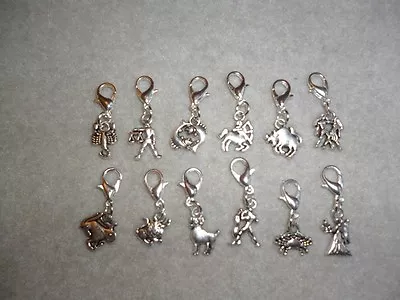 Handmade Zodiac Star Sign Clip-on Silver Charms Horoscopes • £0.99