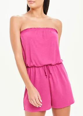 £7.99 • Buy Matalan Bandeau Pink Jersey  Playsuit Beach Holiday Pool Side S M L  (GE)