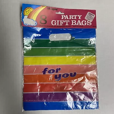 NOS Vintage 1987 Rainbow Stripe Loot Treat Party Gift Bags 8 Count “for You” • £4.82