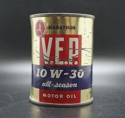 MARATHON V.E.P  10W30 OIL TIN CAN ADVERTISING BANK Ohio Oil Company • $22.50