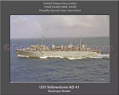 USS Yellowstone AD 41 Personalized Canvas Ship Photo 2 Print Navy Veteran Gift • $39.95