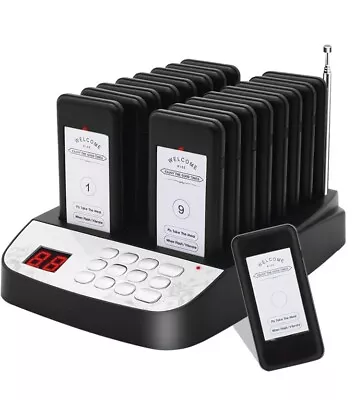 Pager Restaurant System 16 Buzzers Vibration Flashing Wireless Calling (Black) • $75