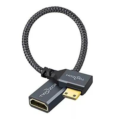 Mini HDMI To HDMI Adapter Cable 0.6FT Nylon Braided 90° Degree Right Angle M... • $16.65