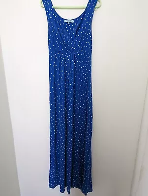 Dickens & Jones Navy Blue White Spot Strappy Maxi Dress - SMALL (10) • $12.38