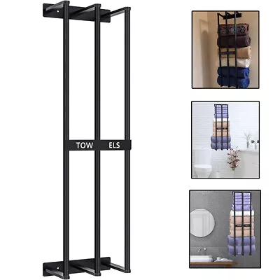 Wall Mounted Towel Rack Bathroom Towel Storage Organizer Metal Shelf Holder • £16.55