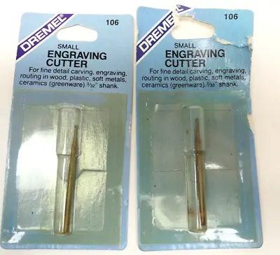 LOT OF 2 Vtg DREMEL Small Engraving Cutter #106 3/32  Shank 1.75  Long USA NOS • $14.99