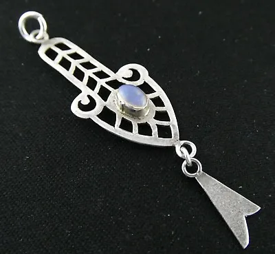 Unmarked Vintage Sterling Silver Opal Pendant Openwork Design 1.4g 2.25 Inches • $37.40