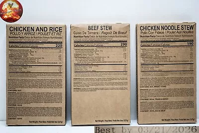 2028 Inspect Date MRE STAR 3-Pack 1ea Entrée Only FRESHEST AVAILIBLE Beef&Chick • $36.90