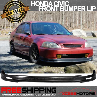 Fits 96-98 Honda Civic Mugen Style Front Bumper Lip Spoiler Unpainted Black PP • $49.99