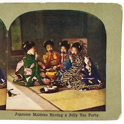 Japanese Maidens Women Girls Afternoon Tea Party Yokohama Japan Stereoview S61 • $11.95