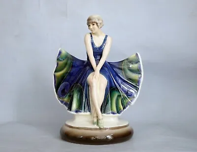 $2600 • Buy Goldscheider Figurine Vienna - Seated Dancer In A Butterfly Dress - 1926