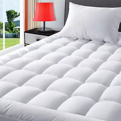 TEXARTIST King Mattress Pad Cover Cooling Topper Pillow King White  • £88.52