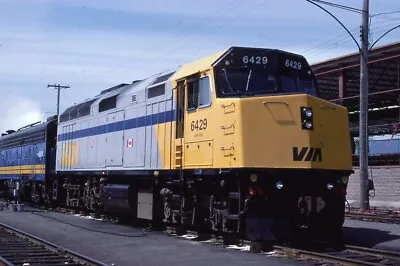 VIA Railroad Locomotive 6429 VANCOUVER BC Original 1988 Photo Slide • $4.99