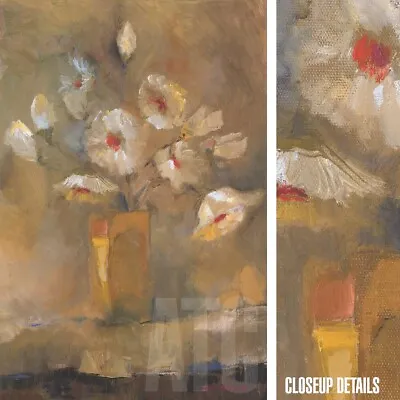 24W X36 H FLOWERS IN SPRING By ZIPI KAMMAR - VASED WHITE FLORAL CANVAS • $179