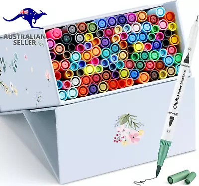 100 Colors Art Markers Set  Dual Tips Coloring Brush Fineliner Color Marker  • $71.99