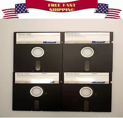 Microsoft Online V1.0 Ms-dos Complete 5.25  Floppy 4 Disk Set Vtg Rare Only One! • $250