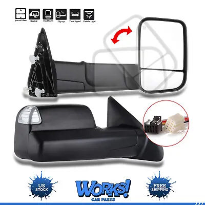 For 09-17 Dodge Ram 1500-3500 Power Heated Tow Mirrors With Signal/Puddle Light • $122.99