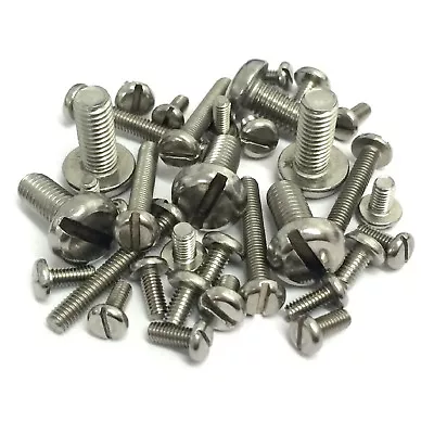 M4 M5 M6 A2 Stainless Steel Machine Screws - Slotted Pan Head Bolts DIN85 • £52.23