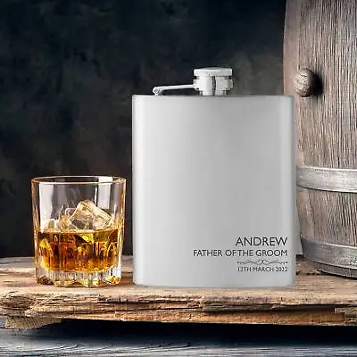 Personalised Engraved FATHER Of The GROOM Hip Flask Gift Idea Stainless Steel • £9.95