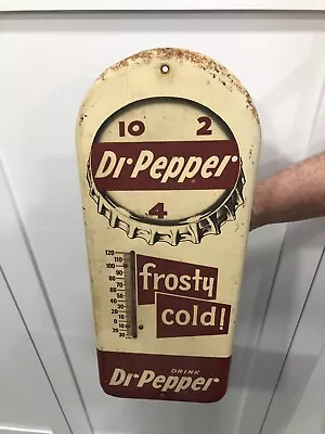 Vintage Advertising Dr Pepper Thermometer Metal Tin Sign Frosty Cold • $76