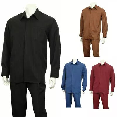 New Men's Luxurious Long Sleeve Stripe Walking Suit 2 Piece Set Size M~5XL  • $62.44