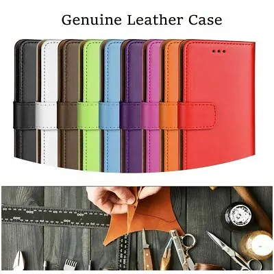 LUXURY REAL LEATHER WALLET STAND CASE CARD POCKET FOR IPHONE 5/6/7/8/X/XR/XS Max • £4.23