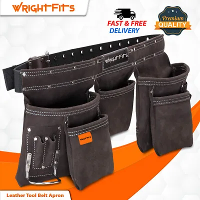 Leather Tool Belt Apron With Hammer Holder Multi Pocket Nail Pouch - 113 • £19.99