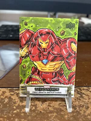 2021 Marvel Beginnings Sketch Card 1/1 Kurobhie Iron Man Upper Deck First Drafts • $99.95