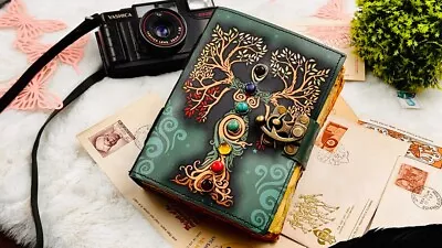 Vintage Leather Journal Mother Of Earth Seven Stone Gifts For Men And Women • $28.39