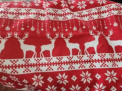  Christmas Duvet Cover Set Queen Size Snowflake Decor Red Winter Microfiber • £18.99