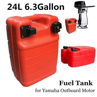 Portable 24L Boat Fuel Tank 6.3 Gallon Marine Outboard Boat Oil Tank W/ Exhaust • $72