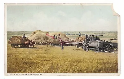 1910 Fort Sill Oklahoma Threshing Scene Steam Tractor Vintage Postcard Ok Old !! • $6.99