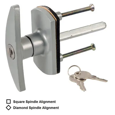 T-Handle Diamond Square Spindle Replacement Garage Door Lock Security Locking  • £13.27
