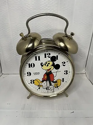 Walt Disney  Lorus Quartz Mickey Mouse Alarm Clock Japan Led115g-m Gold Tone  • $22.99